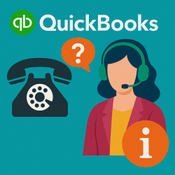 Abstract illustration of QuickBooks customer support with phone icons and charts