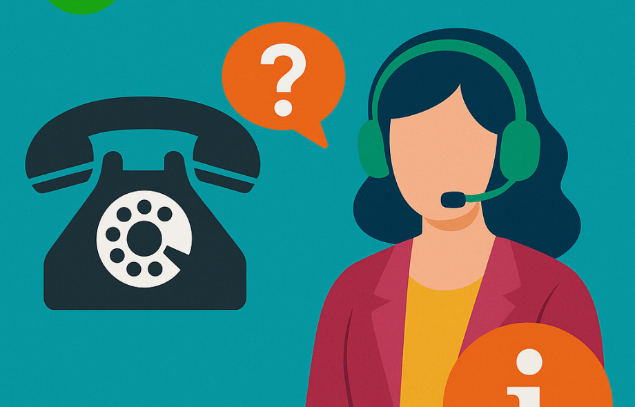 Abstract illustration of QuickBooks customer support with phone icons and charts